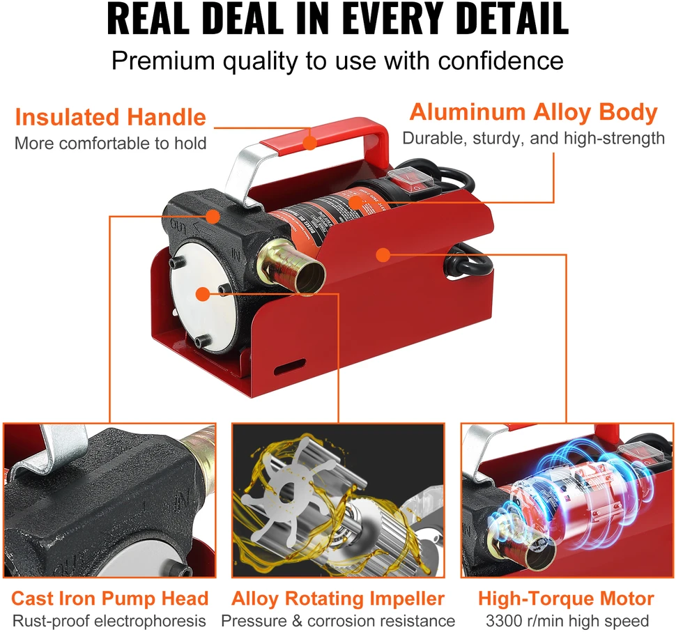 VEVOR Dyzelinio kuro pernešimo siurblys 12V
