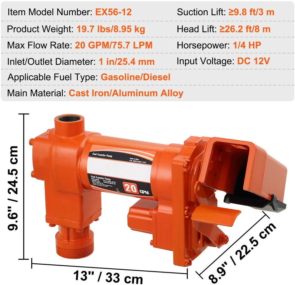 VEVOR Benzino siurblys su 12 V DC elektros