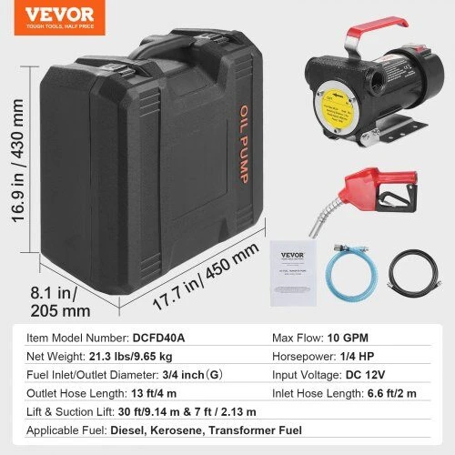 VEVOR 12V dyzelinė degalų perkėlimo pompa su automatinio kuro antgaliu