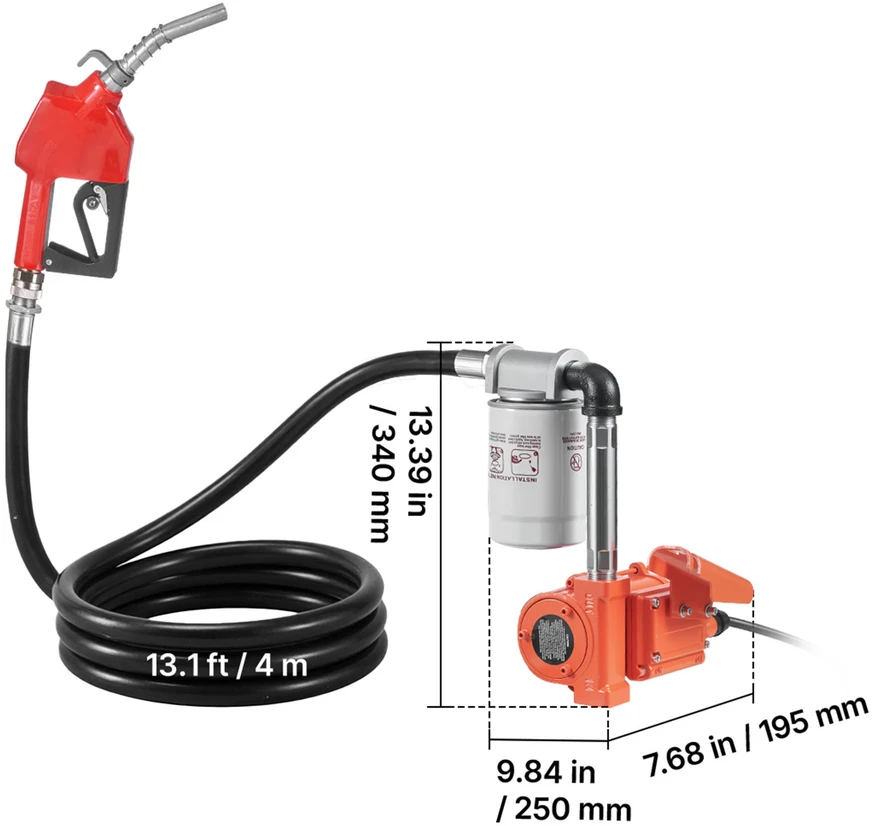 VEVOR Dyzelinio kuro siurblys, 12V, nešiojamas