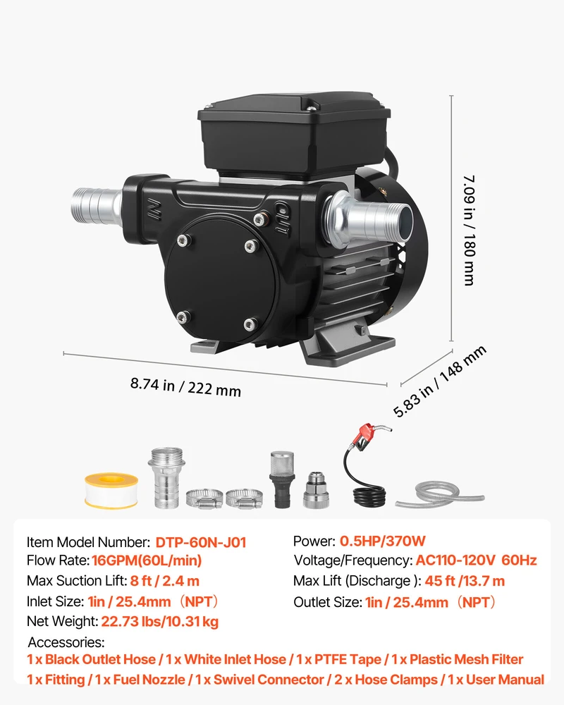 VEVOR 230V kuro perkėlimo siurblys su automatine antgaliu