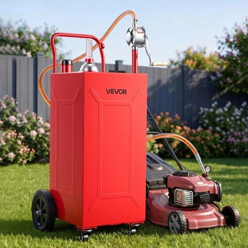 Vevor Kuro vežimėlis 132.5 l, anglinio plieno, su rankiniu siurbliu, 4 ratukai, raudonas