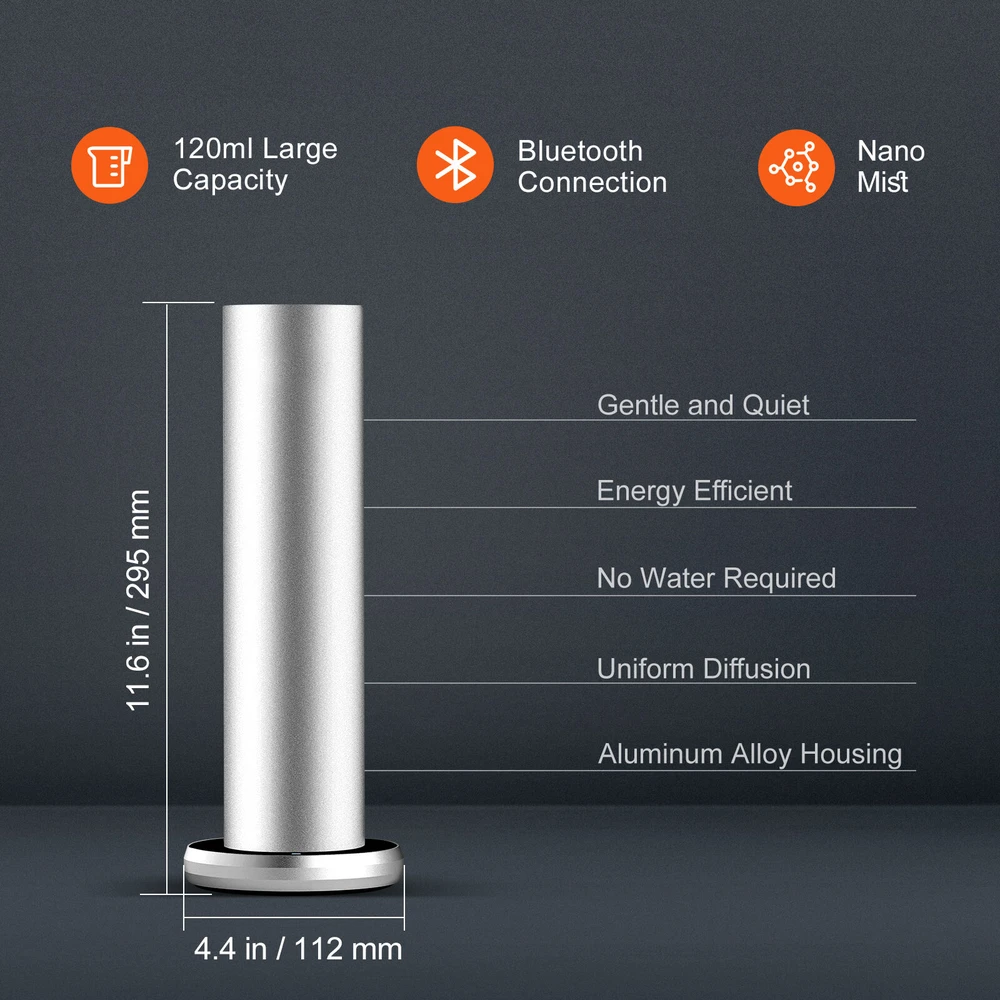 Drėkintuvas VEVOR Kvapų difuzorius 120 ml Bluetooth 93 m² be vandens