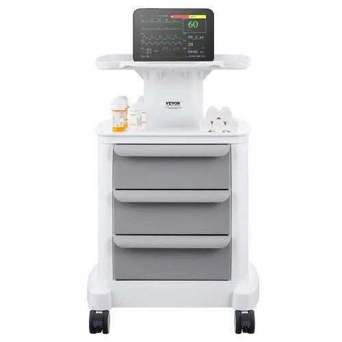 VEVOR 4 lygių mobilus medicininis vežimėlis su 3 stalčiais