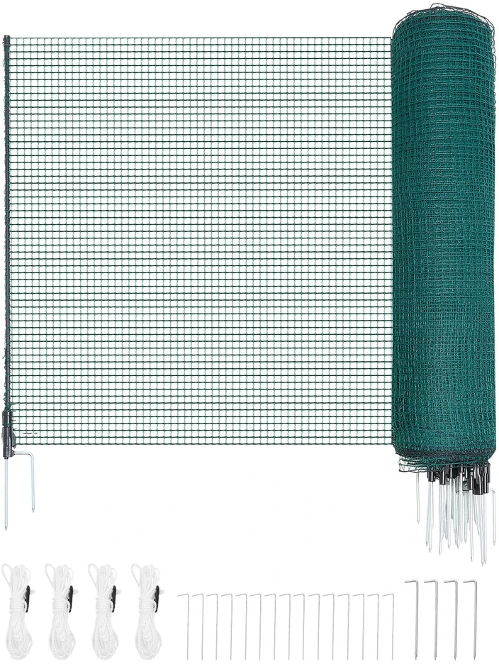 VEVOR Laikina tvora su stulpais, 1.2 x 25 m plastikinis tinklas