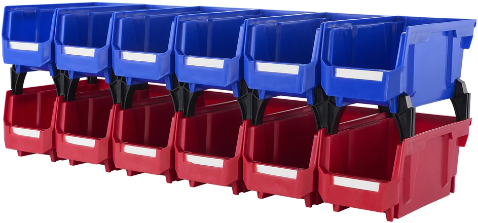 VEVOR Plastikinė laikymo dėžė, 12 vnt., mėlyna/raudona