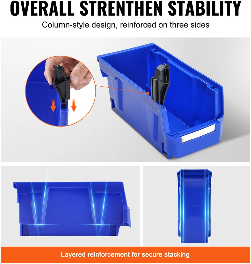 VEVOR Plastikinė laikymo dėžė, 12 vnt., mėlyna/raudona