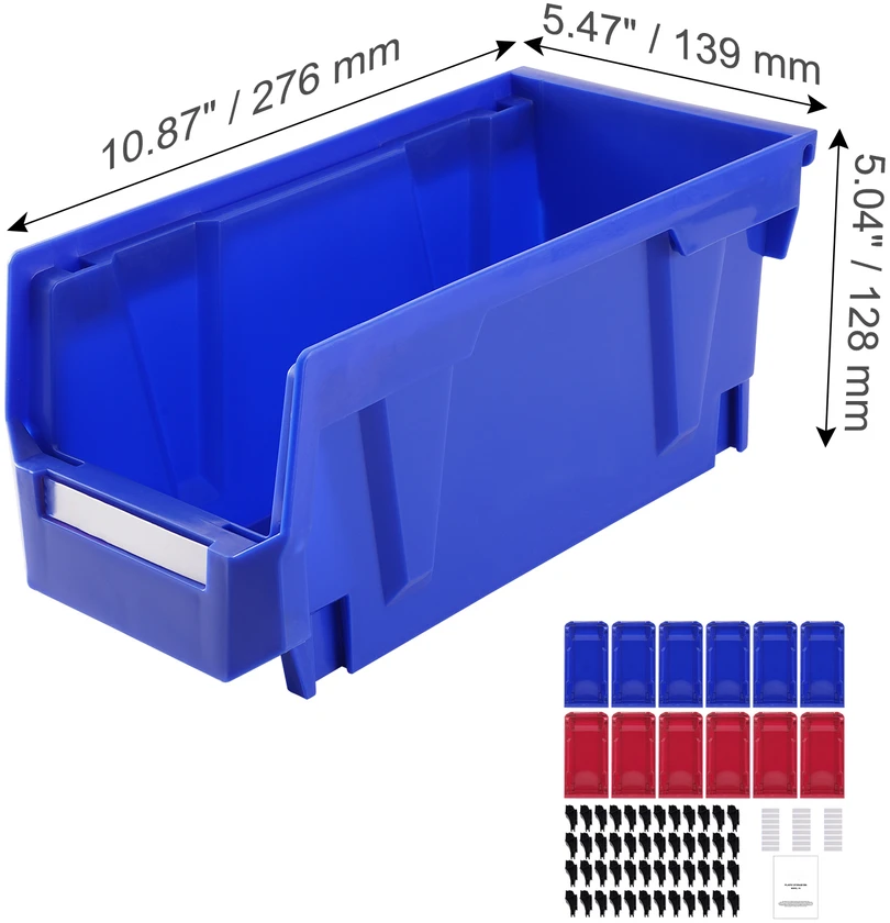 VEVOR Plastikinė laikymo dėžė, 12 vnt., mėlyna/raudona