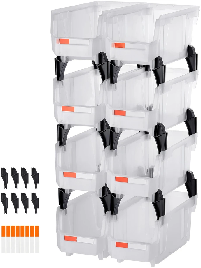 VEVOR Plastikinės sandėliavimo dėžės, 8 vnt. 27,6 x 14 x 13 cm