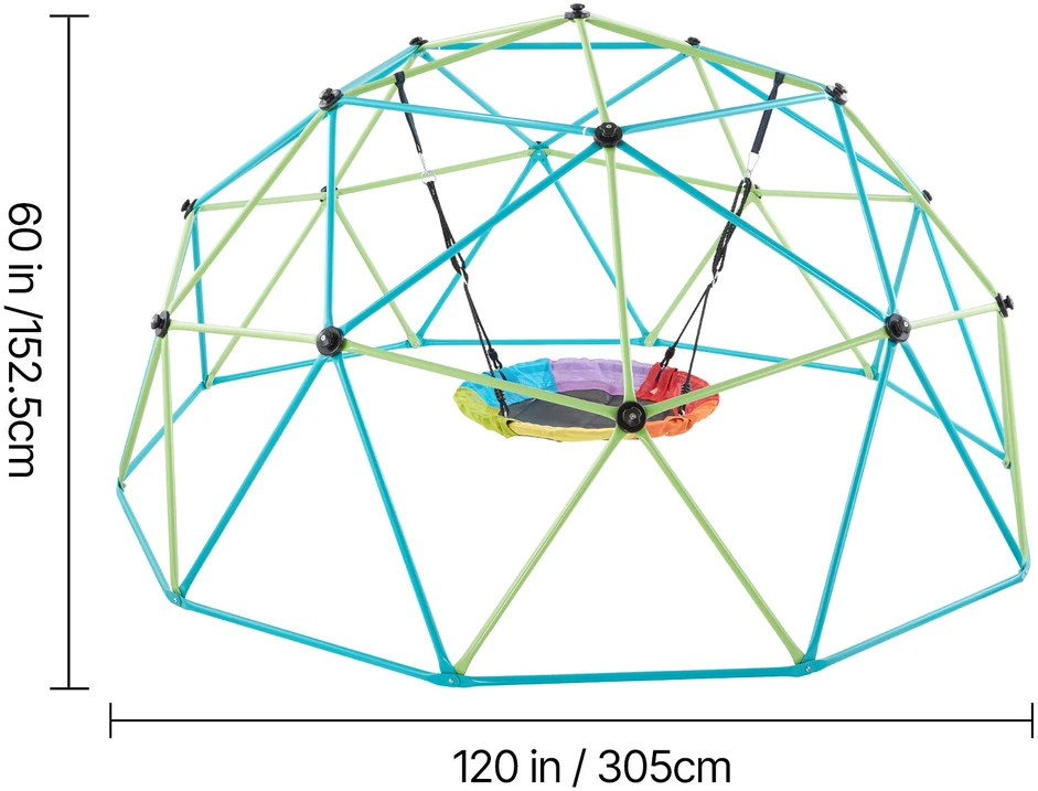 VEVOR 10 pėdų geometrinė laipiojimo kupolas su sūpynėmis