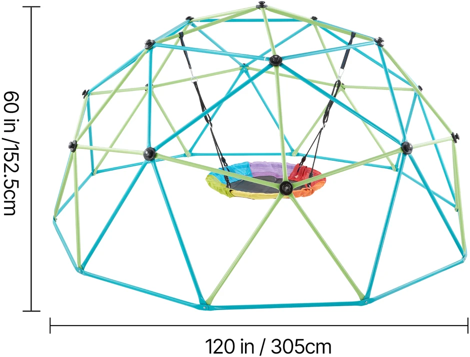 VEVOR 10 pėdų geometrinė laipiojimo kupolas su sūpynėmis