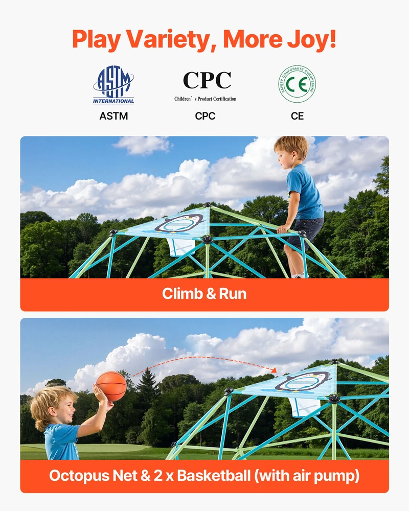 VEVOR 10 pėdų geometrinė laipiojimo kupolas