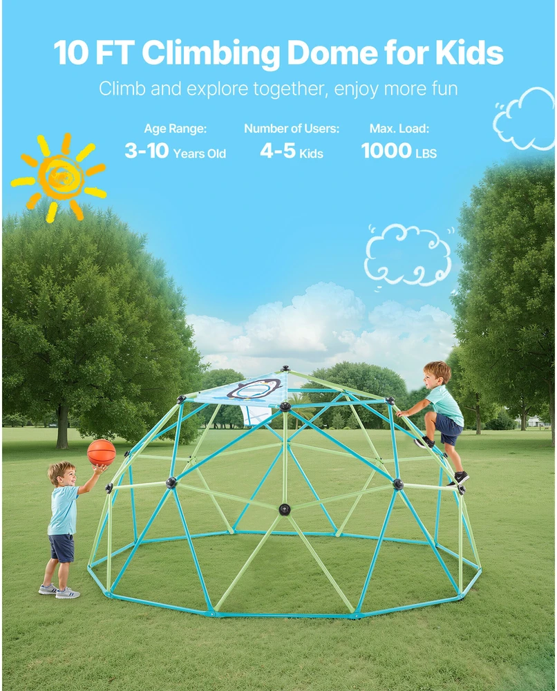 VEVOR 10 pėdų geometrinė laipiojimo kupolas