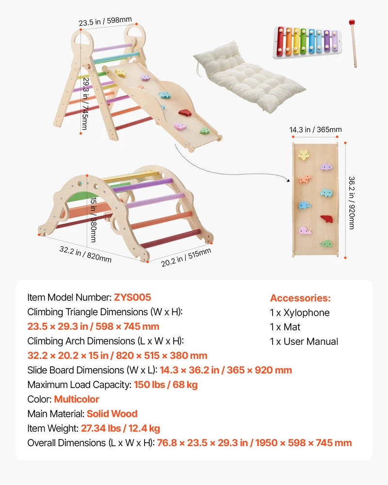 VEVOR Montessori laipiojimo rinkinys vaikams, 9-in-1