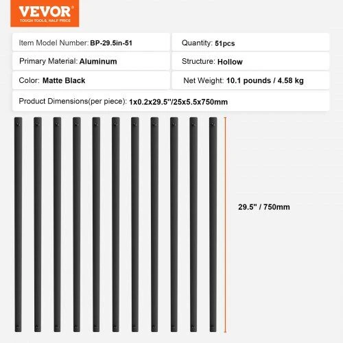 VEVOR Laiptų metalinės balustrados 51 vnt.