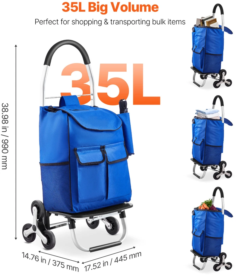 VEVOR Laiptų lipimo sulankstomas vežimėlis 36L