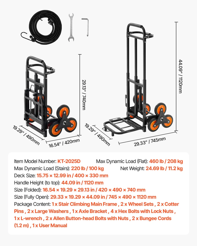VEVOR Laiptais lipanti vežimėlė, 100 kg talpos