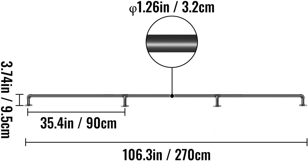 VEVOR Laiptų turėklas iš plieno, 2.7 m