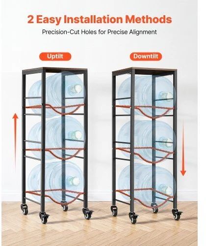 Vandens butelių laikiklis VEVOR 3 Vanduo Bottle Rack Board Wheel-B, 4 aukštų