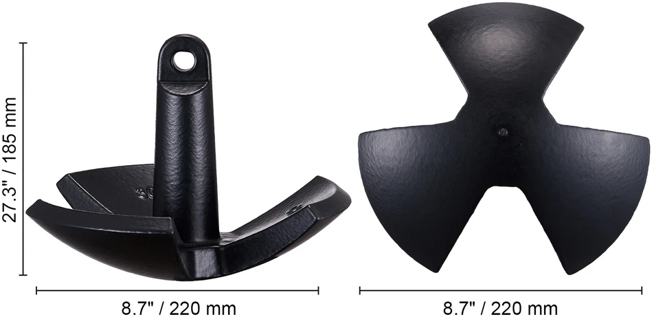 VEVOR Upės inkaras, 13,6kg, juodas vinilo danga