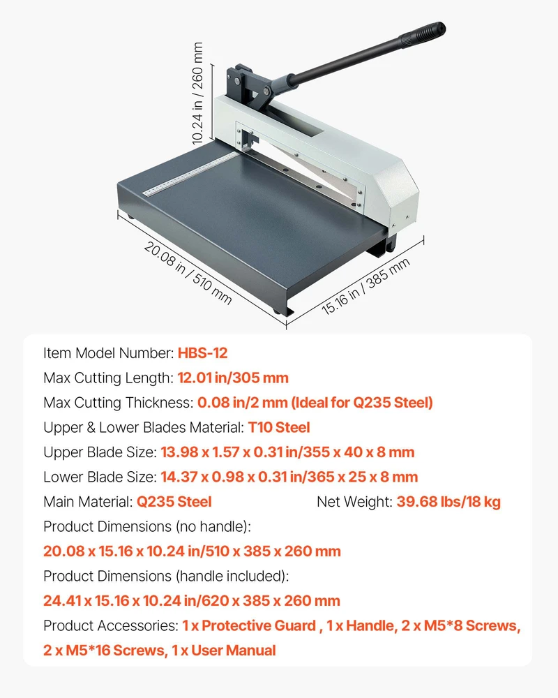 VEVOR 305 mm guoliotinė rankinė metalo kirpimo žirklė