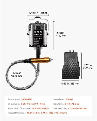 VEVOR Lankstus veleno šlifuoklis 1000W su pedalu