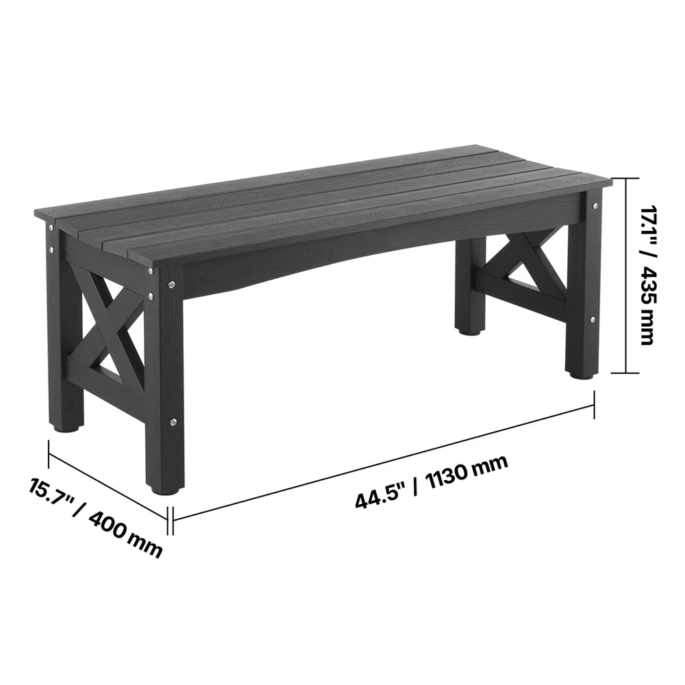 VEVOR Lauko suoliukas 113 cm, plastikinis, 272 kg, juodas