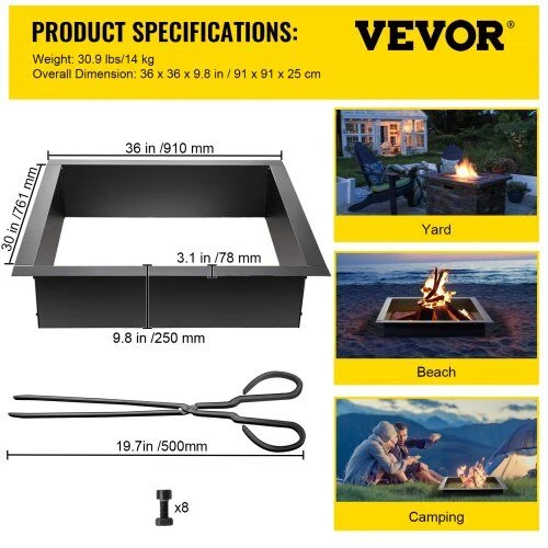 VEVOR laužo žiedas 91 cm išorės skersmens