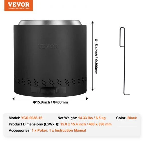 VEVOR Nerūkantis laužavietės krosnelė 40 cm skersmens