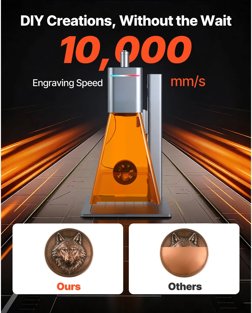VEVOR Dviejų lazerių graviruoklis 2-in-1, 10,000 mm/s