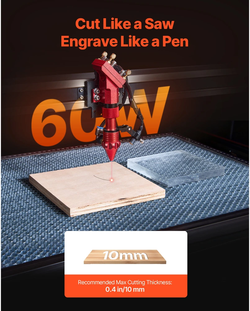 VEVOR 60W CO2 lazerinis graviravimo ir pjovimo įrenginys