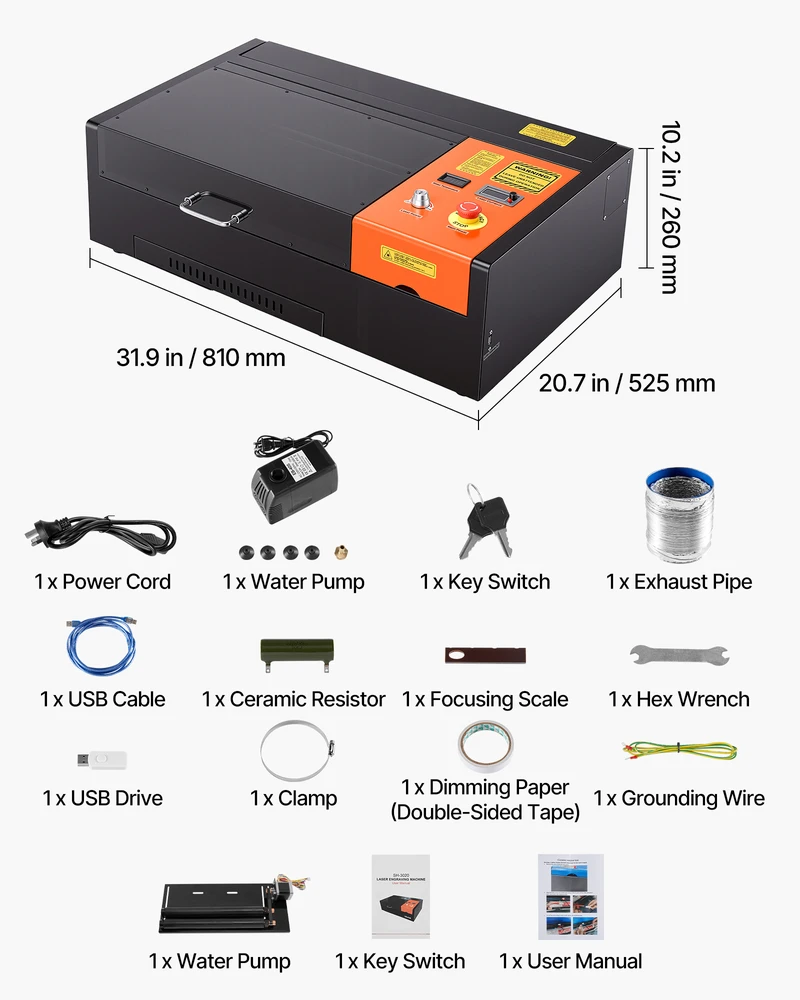 VEVOR 45W CO2 lazerinis graviravimo aparato