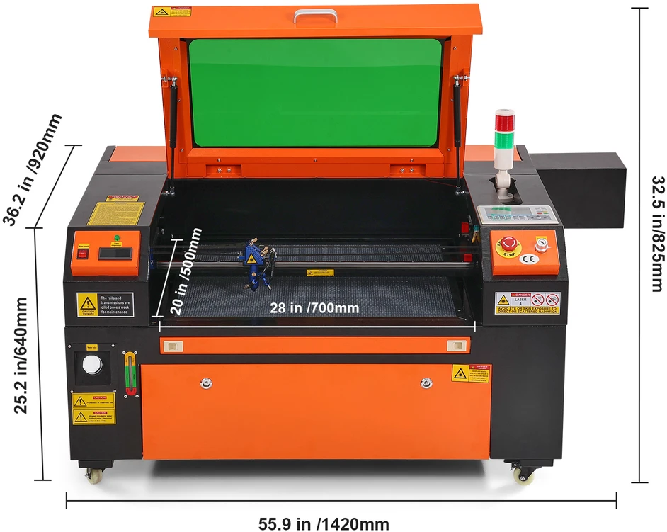 VEVOR 80W CO2 lazerinis graviravimo aparatas 500x700 mm
