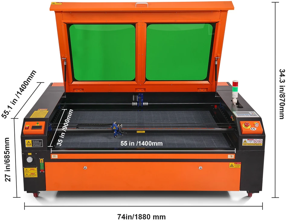 VEVOR 130W CO2 lazerinis graviravimo aparatas 900x1400mm