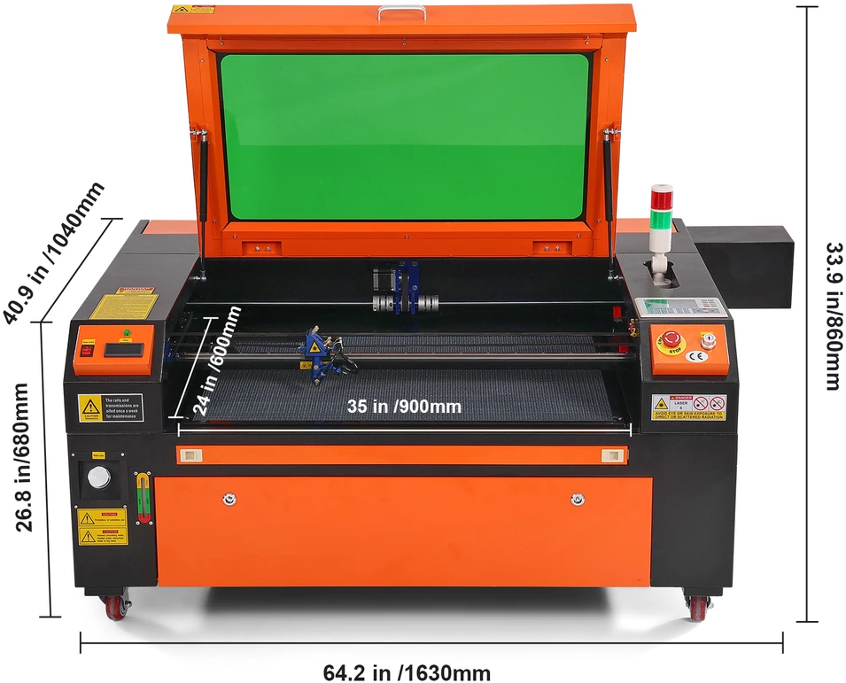 VEVOR 100W CO2 lazerinis graviravimo įrenginys, 600x900 mm
