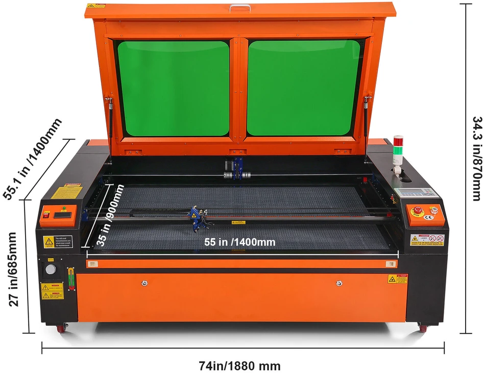 VEVOR 130W CO2 lazerinis graviravimo aparatas 900x1400mm