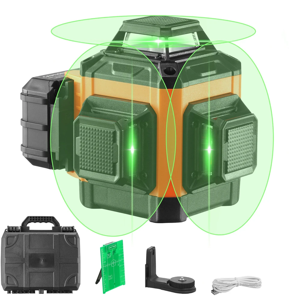VEVOR 100ft žalias kryžminis lazerinis gulsčias