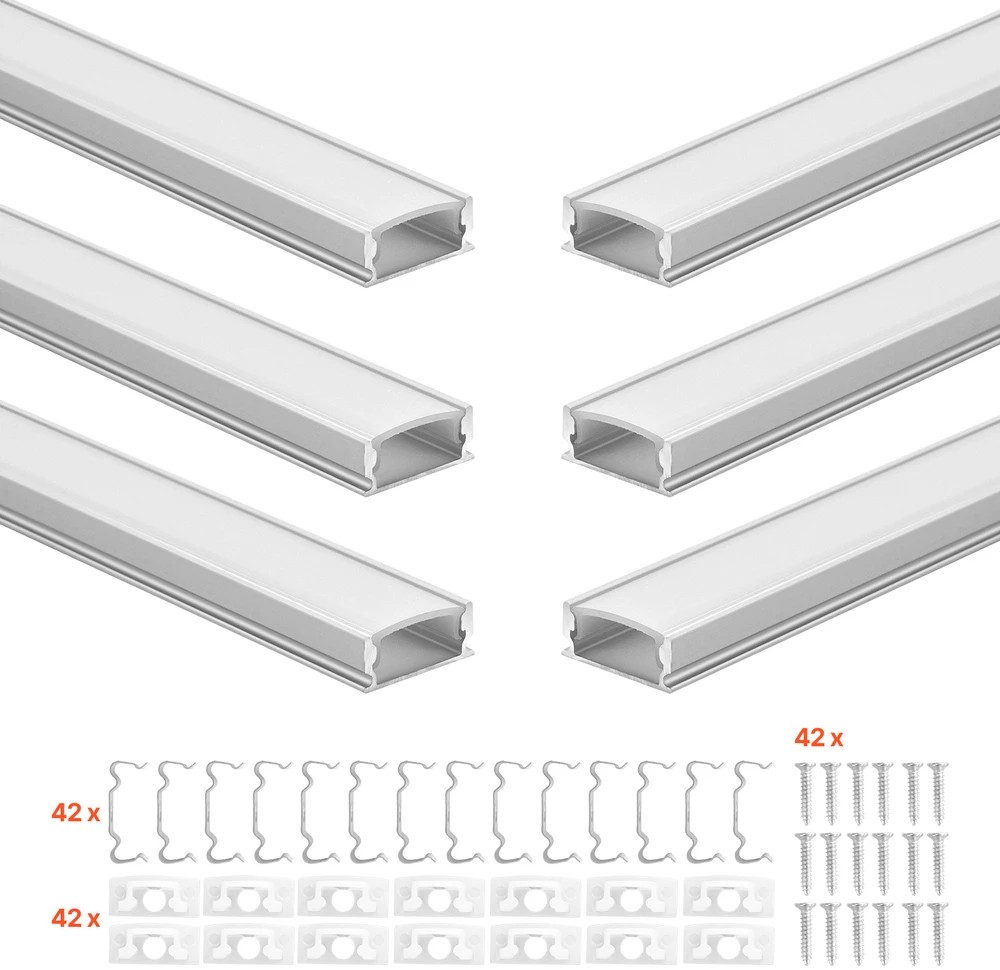 VEVOR 20 dalių 1 m U formos LED aliuminio profilis