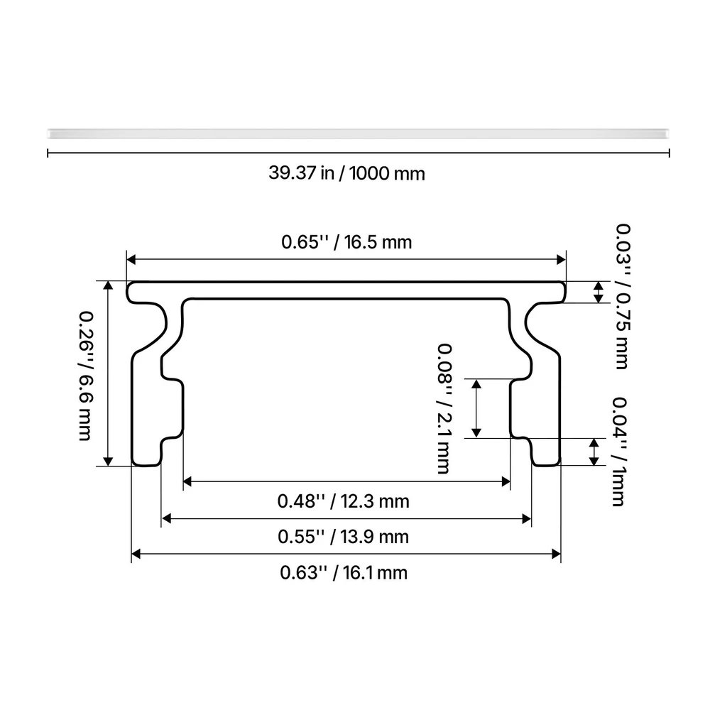 VEVOR 20 dalių 1 m U formos LED aliuminio profilis