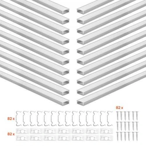 Vevor 20 vnt. 2 m U formos LED aliuminio kanalas