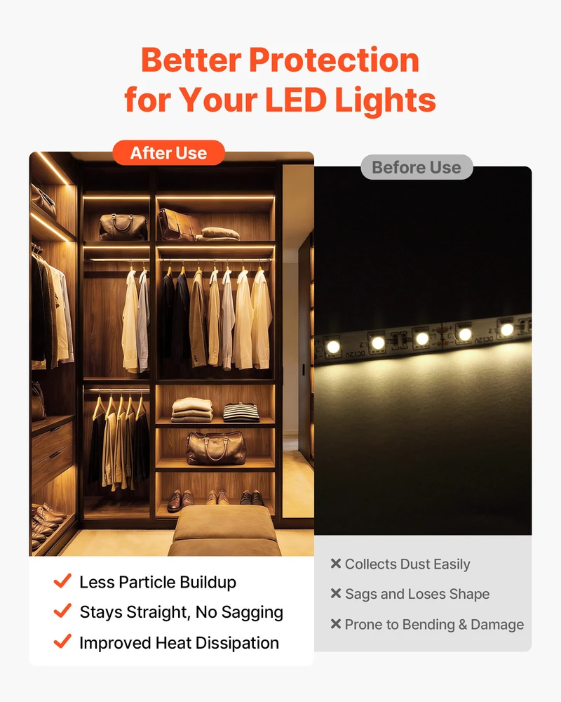 VEVOR 20 vnt. 2 m U formos LED aliuminio kanalas