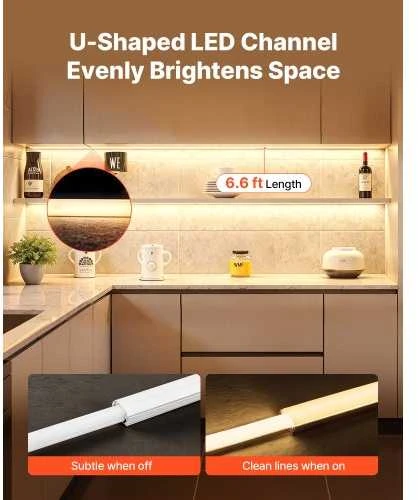 Vevor 20 vnt. 2 m U formos LED aliuminio kanalas
