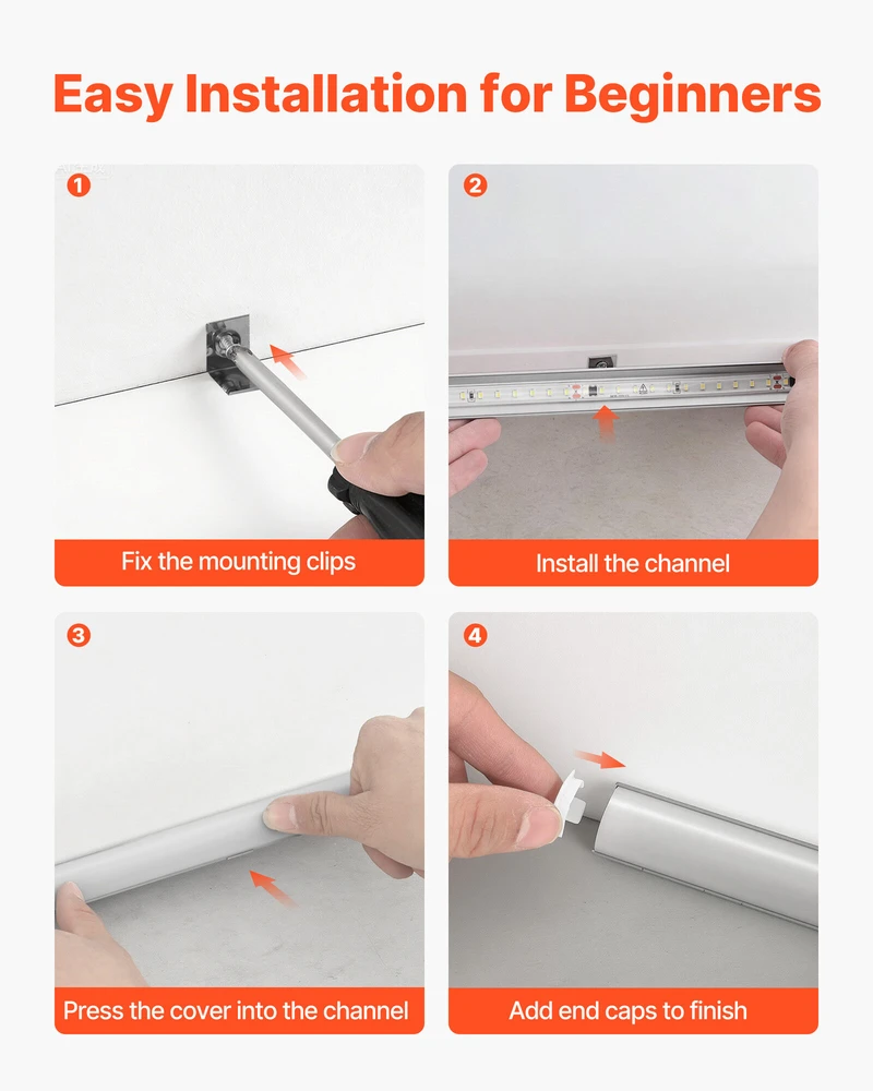 VEVOR V formos LED aliuminio profilis, 10 vnt