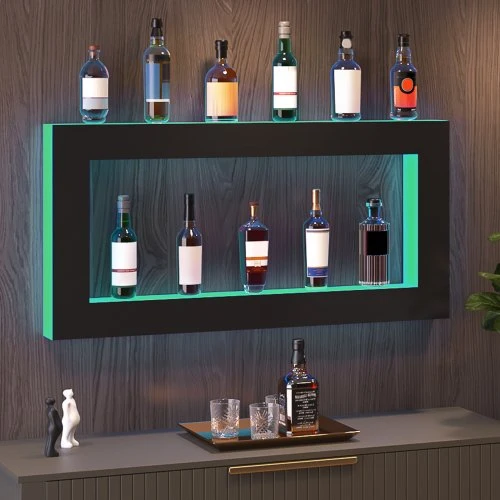 VEVOR LED apšviesta alkoholio lentyna 122 cm
