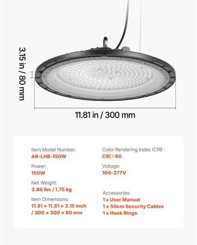 VEVOR 20 dalių LED pramoniniai LED šviestuvai