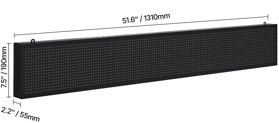 VEVOR 52 cm x 8 cm programuojama LED reklaminė lenta