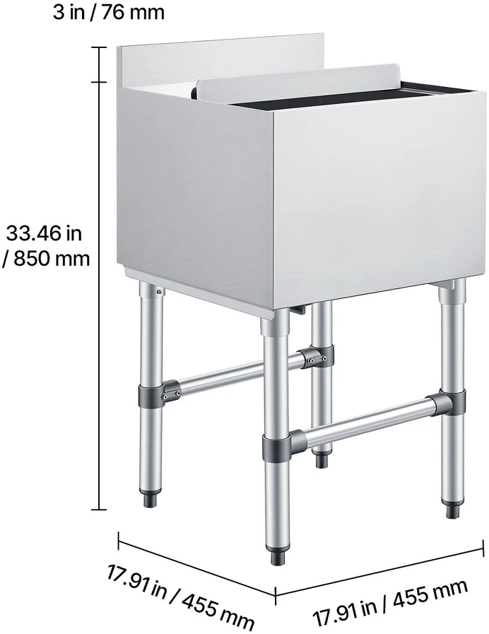 VEVOR Komercinė ledo dėžė 46,7 l, nerūd. plieno