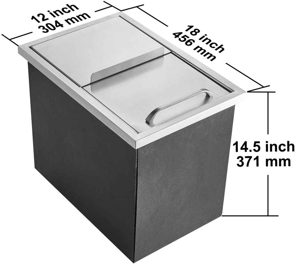 VEVOR Įmontuojama nerūdijančio plieno ledo dėžė 46 cm