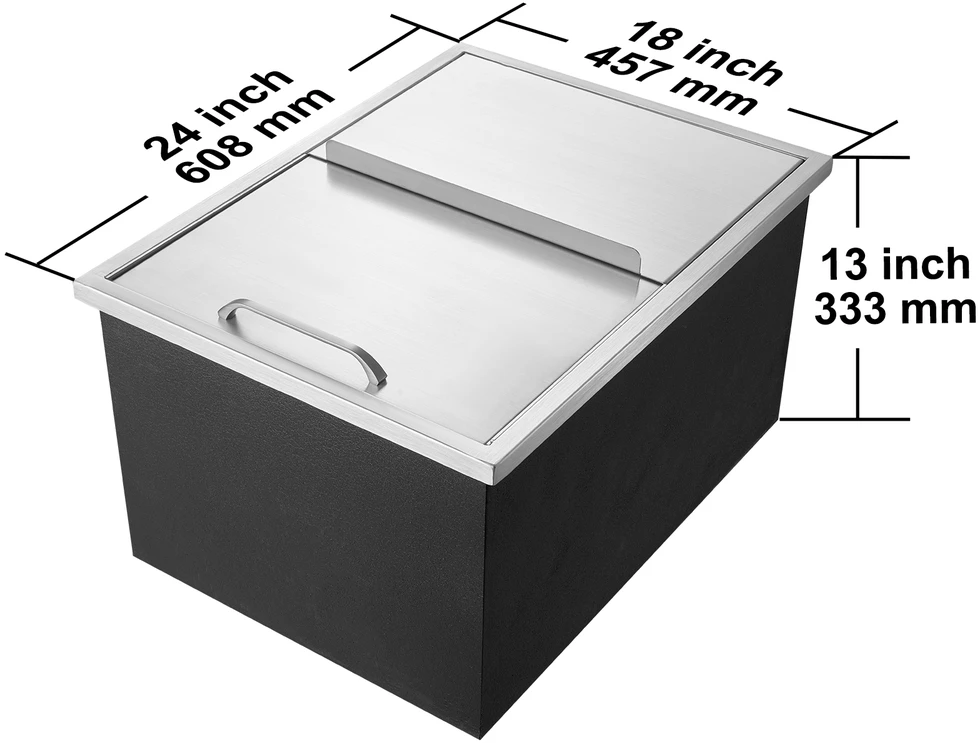 VEVOR Integruota ledo dėžė 61 cm x 46 cm x 33 cm