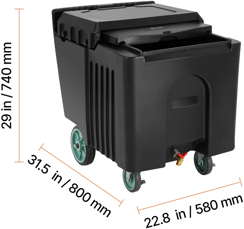 VEVOR Komercinis ledo konteineris su 61.6 L talpa ir ratukais